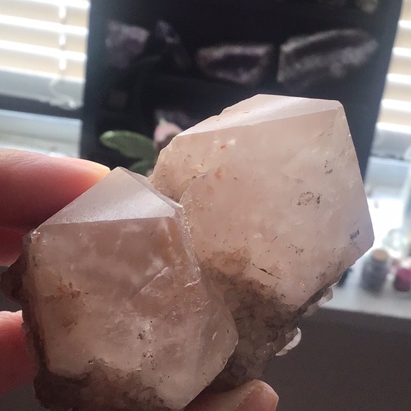 Rare double crystal double terminated candle quartz w hematite elestial - Picture 13 of 16